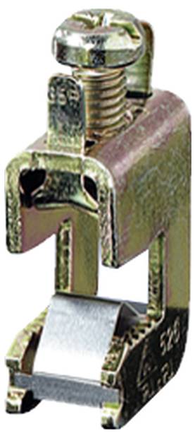 Metallische Erdungsschelle mit Schraubmechanismus, geeignet für die sichere Befestigung von Erdungskabeln an Metalloberflächen.