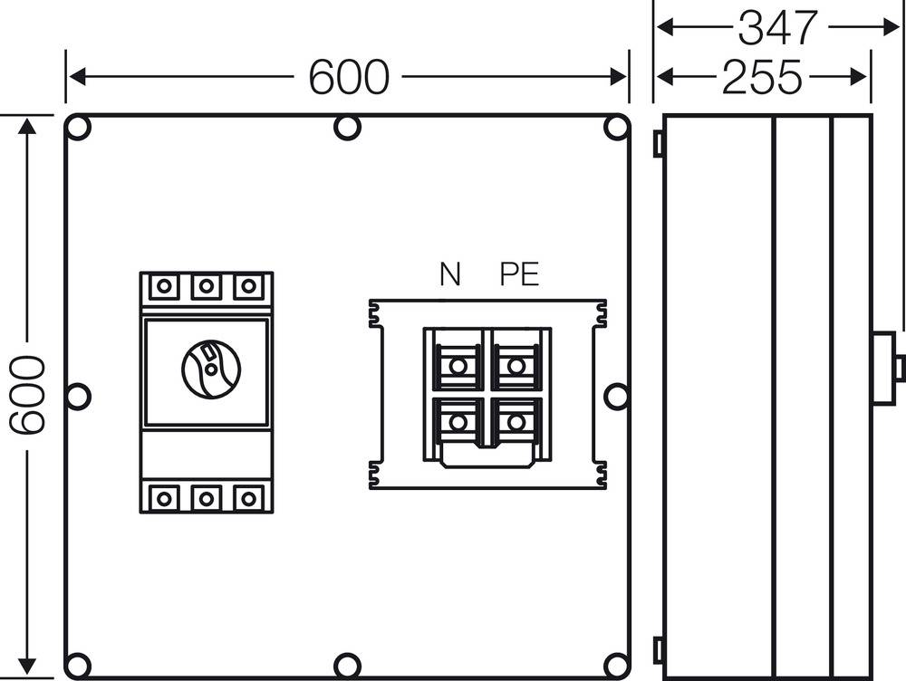 Hensel Mi 7836 Leistungsschalter 1 St. (B x H x T) 600 x 600 x 347mm