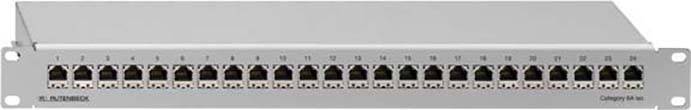 Ein Patchpanel mit 24 Ethernet-Ports zur Netzwerkverkabelung in einem Server- oder Kommunikationsraum.