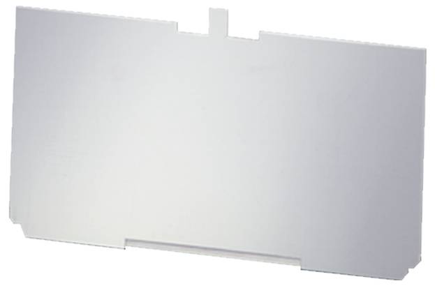 Ein rechteckiges, graues, undurchsichtiges Schild oder Panel mit einem kleinen Vorsprung oben in der Mitte, einzeln dargestellt.