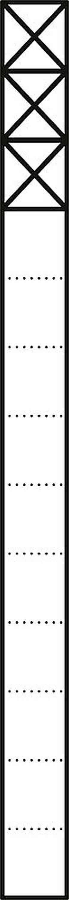 Das Bild zeigt eine Reihe von X-förmigen Mustern und gepunkteten Linien, die senkrecht angeordnet sind.