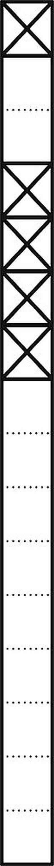 Diagonale Linien abwechselnd mit vertikalen Linien in einem schmalen, langen Layout.