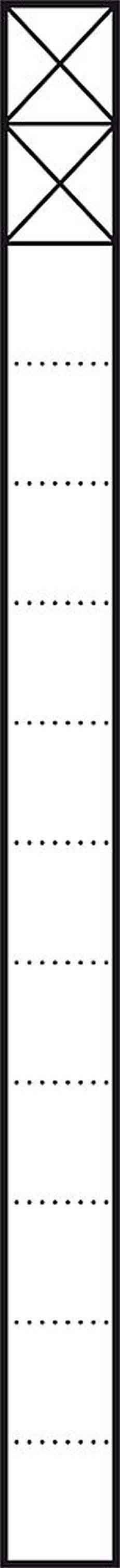 Eine Skizze eines vertikalen Gitters mit einzelnen rechteckigen Feldern.