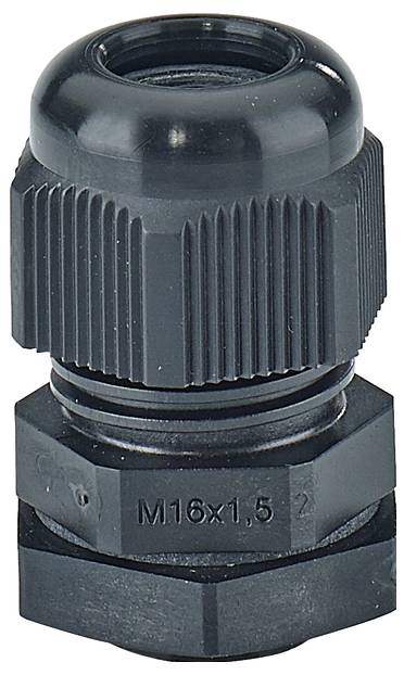 Hensel 36000166 Kabelverschraubung mit Gegenmutter, mit Zugentlastung, schlagfest Kunststoff Schwarz 1St.
