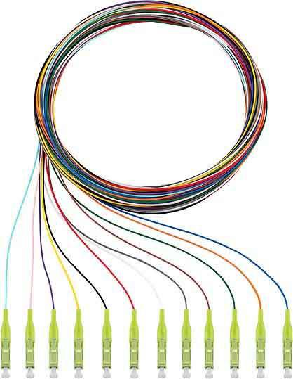 Rutenbeck 228040202 Glasfaser LWL Anschlusskabel [12x LC-Stecker - 12x offene Kabelenden] Multimode OM5