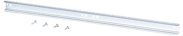 Metallschiene mit vier dazugehörigen Schrauben.