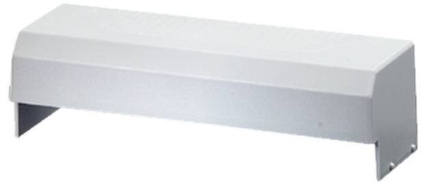 Eine graue Kunststoffabdeckung, rechteckig und stabil, geeignet für den Schutz von elektronischen Bauteilen vor äußeren Einflüssen.