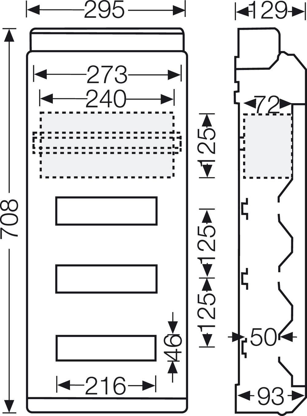 Hensel 6100434 KV 9440 Kleinverteiler Aufputz Anzahl Teilungen = 36 Anzahl Reihen = 3 Inhalt 1St.