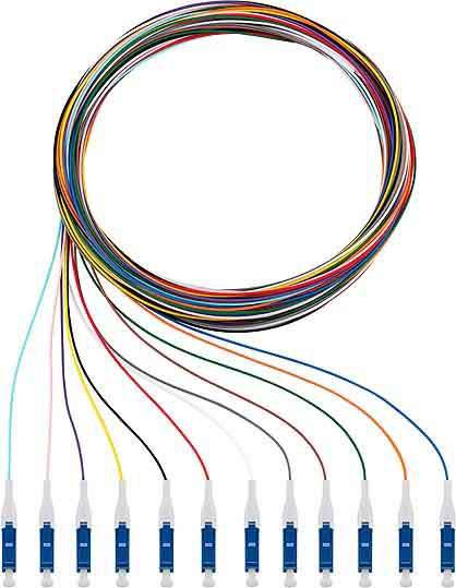 Rutenbeck 228040302 Glasfaser LWL Anschlusskabel [12x LC-Stecker - 12x offene Kabelenden] Singlemode OS2