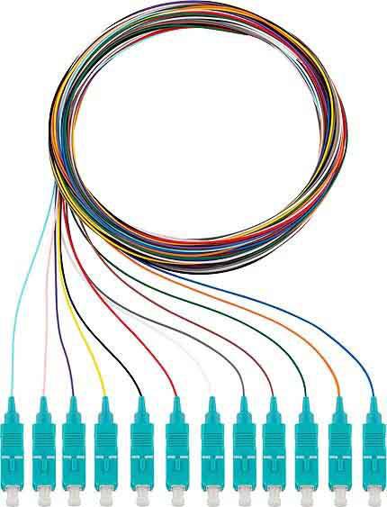 Rutenbeck 228040502 Glasfaser LWL Anschlusskabel [12x SC-Stecker - 12x offene Kabelenden] Multimode OM3