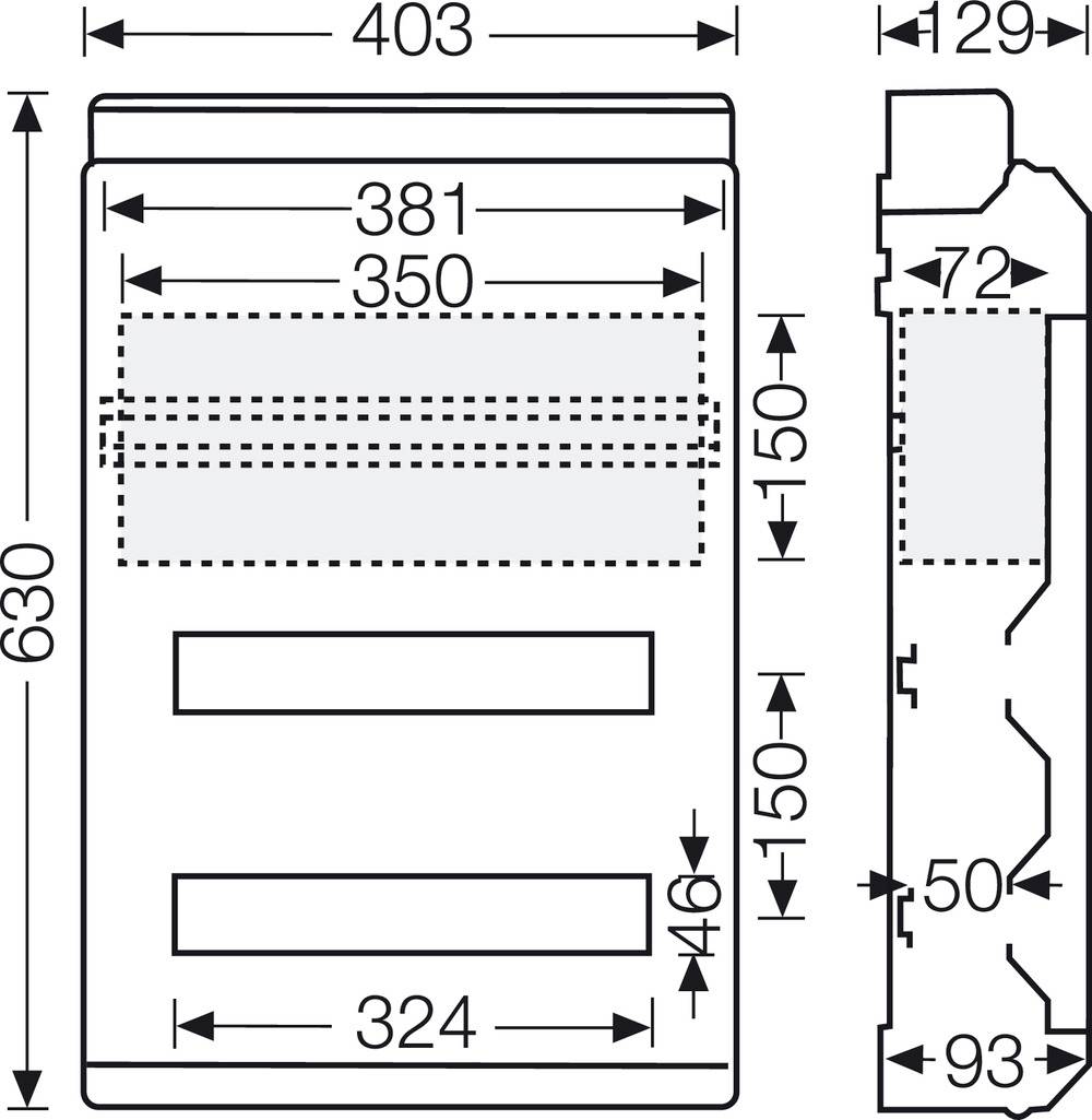 Hensel 6100433 KV 9350 Kleinverteiler Aufputz Anzahl Teilungen = 36 Anzahl Reihen = 2 Inhalt 1St.