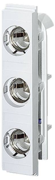 Ein weißes 3-fach-Wandpaneel mit runden Steckdosenöffnungen, die zur Aufnahme von elektrischen Steckverbindungen dienen.