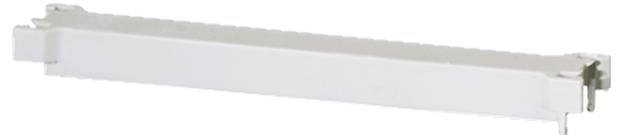 Ein weißer Kunststoff-Montageadapter für 35-mm-Tragschienen, mit rechteckiger Form und Befestigungsmechanismus an beiden Enden.