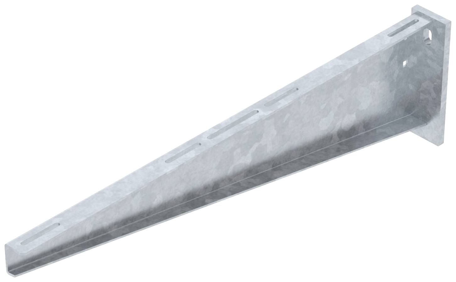 Metallkonsole mit trapezförmigem Design, geeignet für Regalbefestigungen an Wänden. Hergestellt aus verzinktem Stahl für Langlebigkeit.