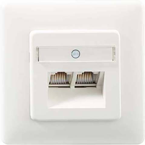 Rutenbeck UAE-Class #132112050 Netzwerkdose Unterputz Einsatz mit Zentralplatte und Rahmen CAT 6 Reinweiß