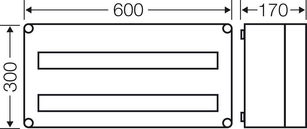 Hensel 20001038 Mi 1455 Kleinverteiler Aufputz Anzahl Teilungen = 56 Anzahl Reihen = 2 Inhalt 1St.