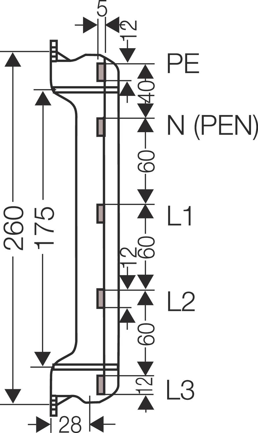 Hensel 68000060 Halter 5polig 250A