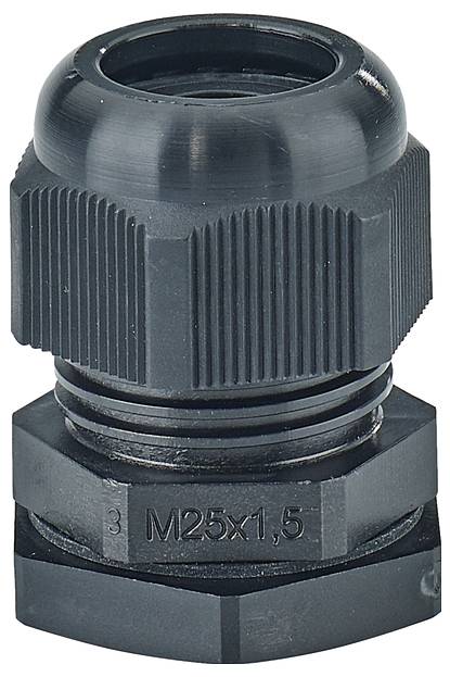 Hensel 36000196 Kabelverschraubung mit Gegenmutter, mit Zugentlastung, schlagfest Kunststoff Schwarz 1St.