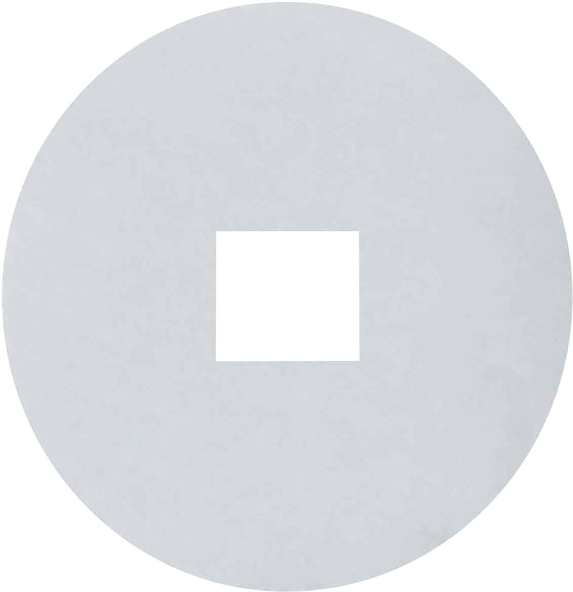 Runder grauer Kreis mit einem weißen Quadrat in der Mitte.