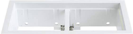 Weiße Kunststoff-Postbox mit zwei Fächern und Öffnungen für die Wandmontage.