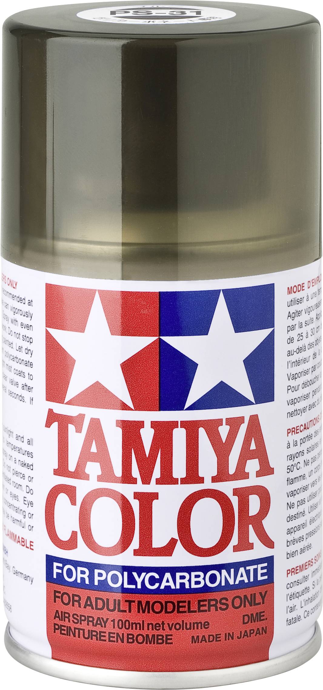 Farbspraydose Tamiya Color für Polycarbonat. Geeignet für erwachsene Modellbauer. Inhalt 100 ml. Hergestellt in Japan.