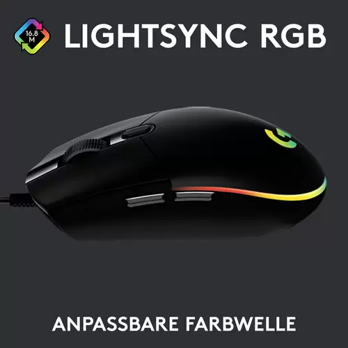 Logitech Gaming G203 LIGHTSYNC Gaming-Maus USB Optisch Schwarz 6 Tasten 8000 dpi Logitech Gaming G203 LIGHTSYNC Gaming-Maus USB Optisch Schwarz 6 Tasten 8000 dpi