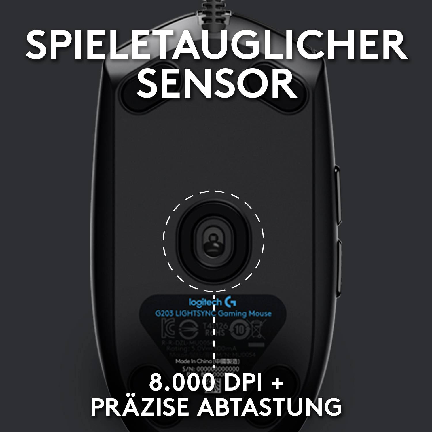 Logitech Gaming G203 LIGHTSYNC Gaming-Maus USB Optisch Schwarz 6 Tasten 8000 dpi