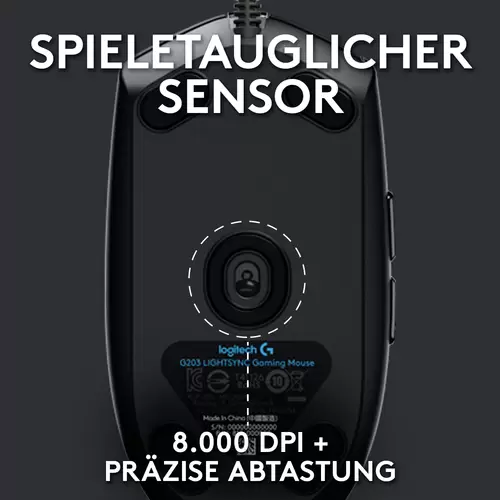 Logitech Gaming G203 LIGHTSYNC Gaming-Maus USB Optisch Schwarz 6 Tasten 8000 dpi Logitech Gaming G203 LIGHTSYNC Gaming-Maus USB Optisch Schwarz 6 Tasten 8000 dpi