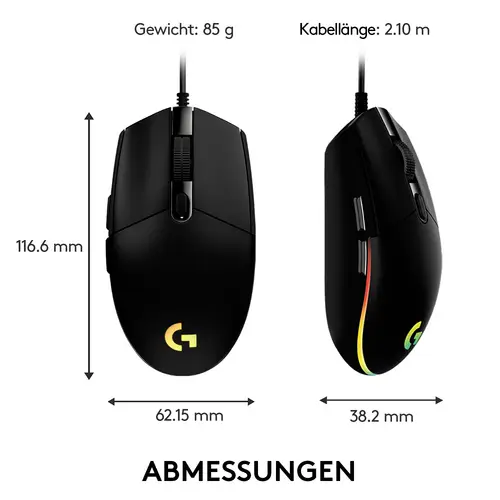 Logitech Gaming G203 LIGHTSYNC Gaming-Maus USB Optisch Schwarz 6 Tasten 8000 dpi Logitech Gaming G203 LIGHTSYNC Gaming-Maus USB Optisch Schwarz 6 Tasten 8000 dpi