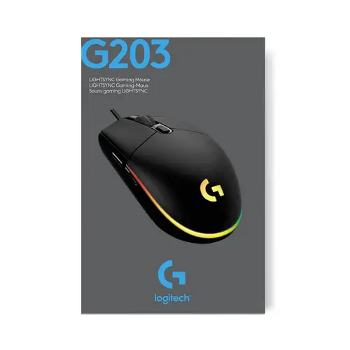 Logitech Gaming G203 LIGHTSYNC Gaming-Maus USB Optisch Schwarz 6 Tasten 8000 dpi Logitech Gaming G203 LIGHTSYNC Gaming-Maus USB Optisch Schwarz 6 Tasten 8000 dpi