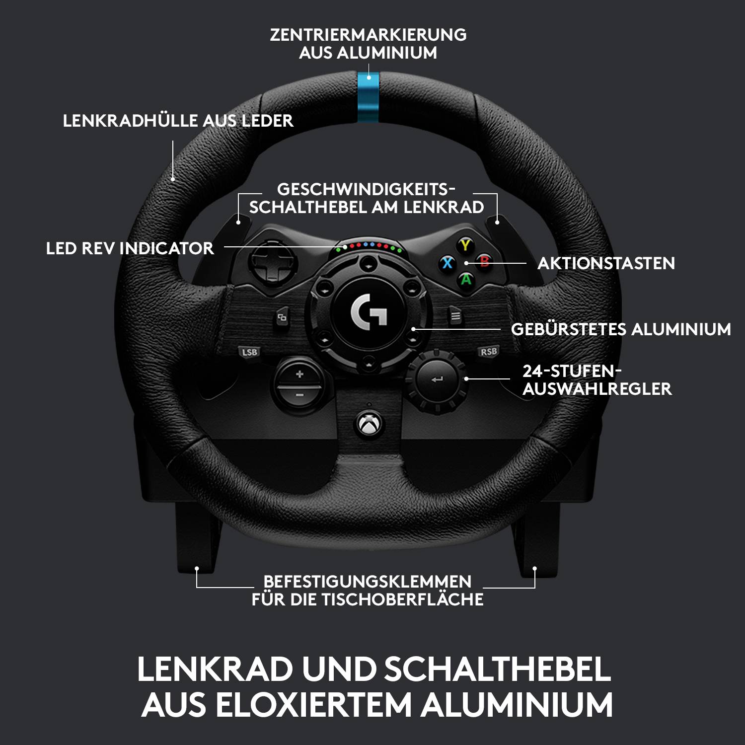 Logitech Gaming G923 Lenkrad USB PC, Xbox One S, Xbox Series X, Xbox One Schwarz