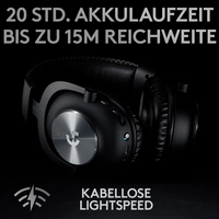 Logitech Gaming PRO X On Ear Headset Funk 7.1 Surround Schwarz Lautstärkeregelung, Mikrofon-Stummschaltung Gaming Logitech Gaming PRO X On Ear Headset Funk 7.1 Surround Schwarz Lautstärkeregelung, Mikrofon-Stummschaltung Gaming