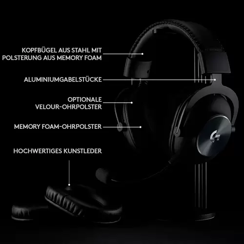 Logitech Gaming PRO X On Ear Headset Funk 7.1 Surround Schwarz Lautstärkeregelung, Mikrofon-Stummschaltung Gaming Logitech Gaming PRO X On Ear Headset Funk 7.1 Surround Schwarz Lautstärkeregelung, Mikrofon-Stummschaltung Gaming