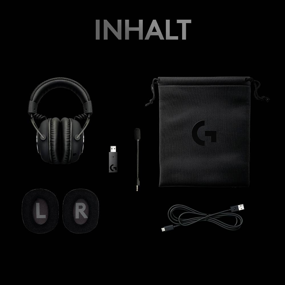 Logitech Gaming PRO X On Ear Headset Funk 7.1 Surround Schwarz Lautstärkeregelung, Mikrofon-Stummschaltung Gaming