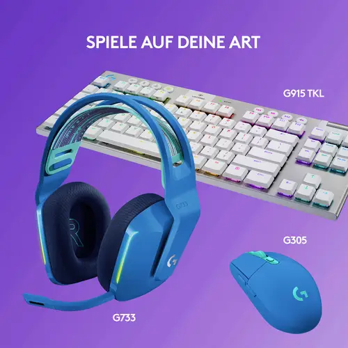 Logitech Gaming G733 LIGHTSPEED Gaming On Ear Headset Funk 7.1 Surround Blau Lautstärkeregelung Logitech Gaming G733 LIGHTSPEED Gaming On Ear Headset Funk 7.1 Surround Blau Lautstärkeregelung