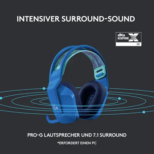 Logitech Gaming G733 LIGHTSPEED Gaming On Ear Headset Funk 7.1 Surround Blau Lautstärkeregelung Logitech Gaming G733 LIGHTSPEED Gaming On Ear Headset Funk 7.1 Surround Blau Lautstärkeregelung