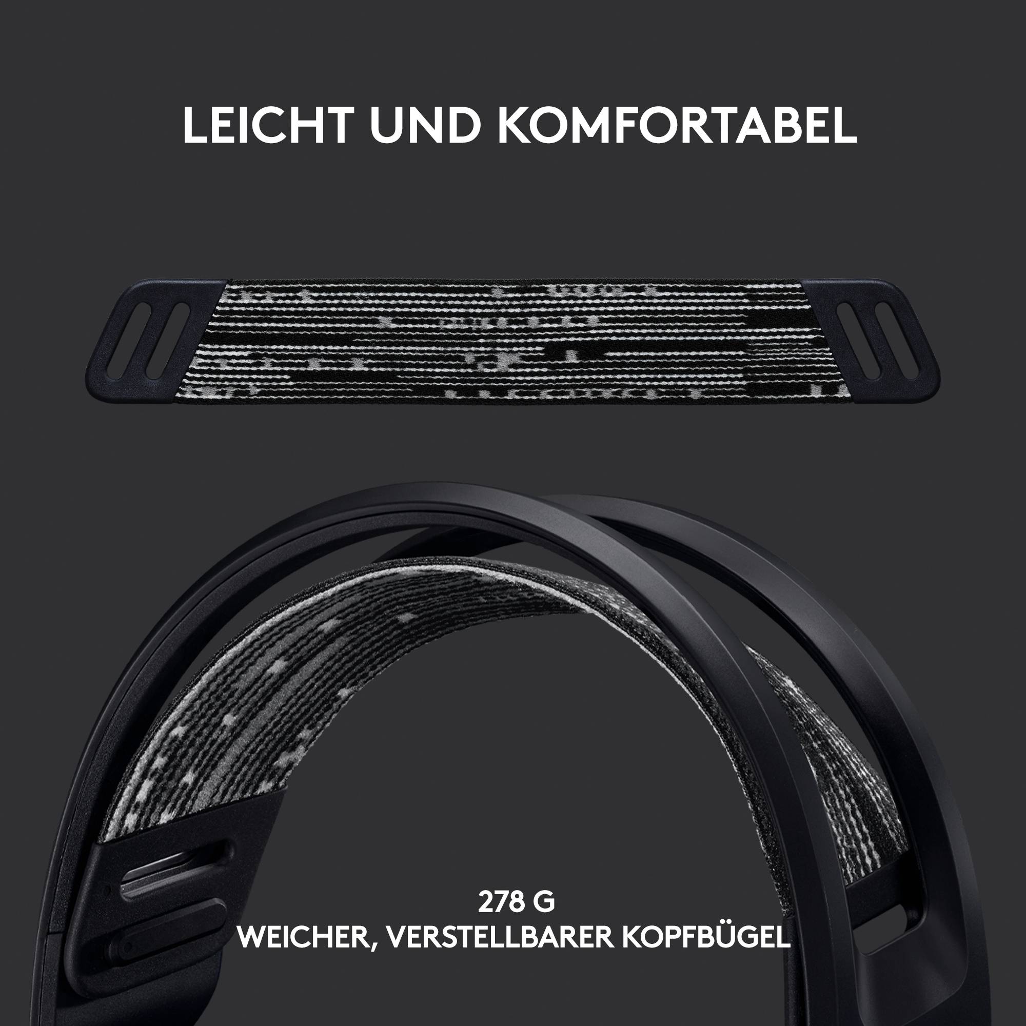 Logitech Gaming G733 LIGHTSPEED On Ear Headset Funk 7.1 Surround Schwarz Lautstärkeregelung Gaming