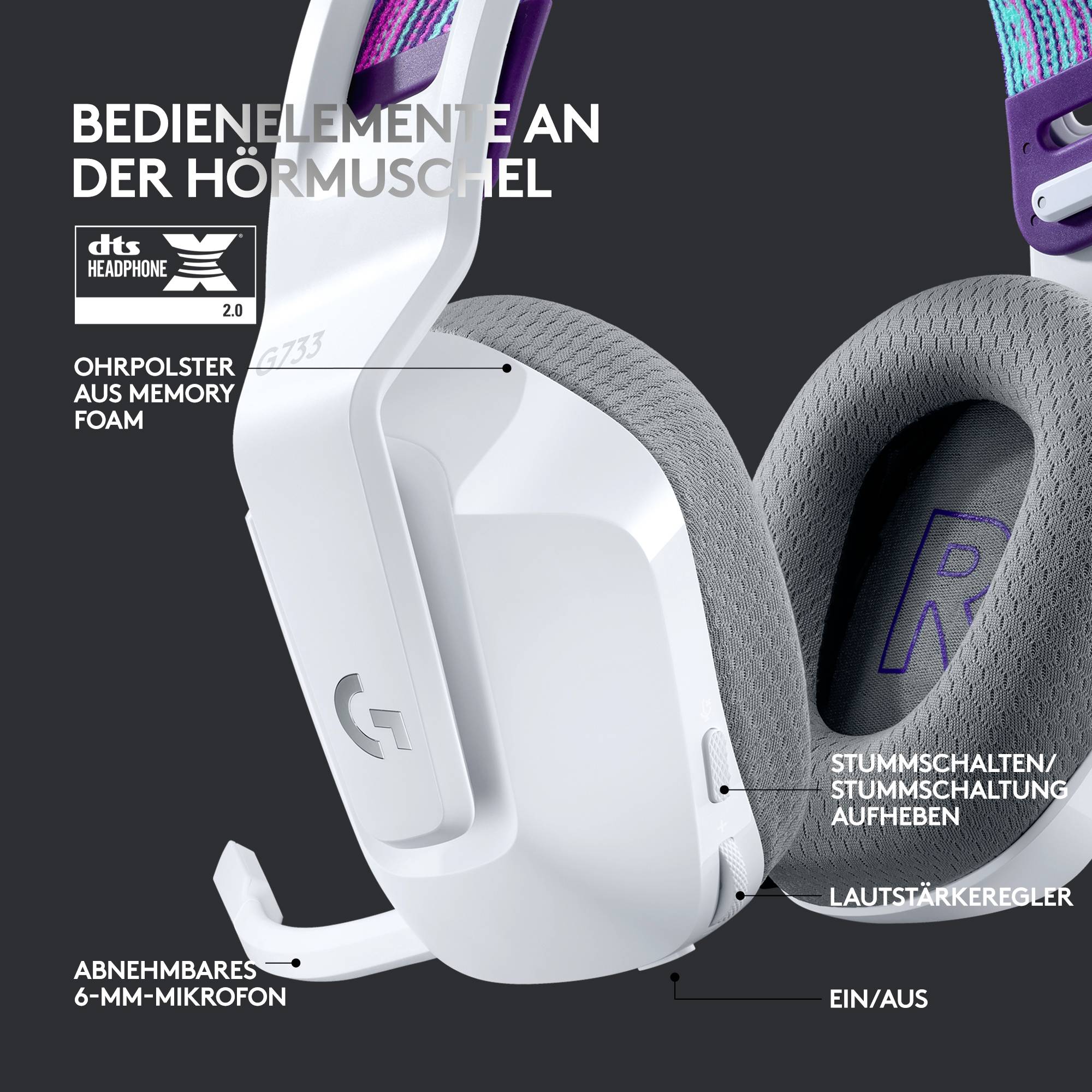 LOGI G733 Wireless LightSpeed RGB Eingabe / Ausgabe Kopfhörer & Headsets