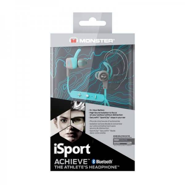 Monster iSport Achieve Bluetooth® Sport In Ear Kopfhörer In Ear Lautstärkeregelung, Ohrbügel, Wasserabweisend, Schweißresistent
