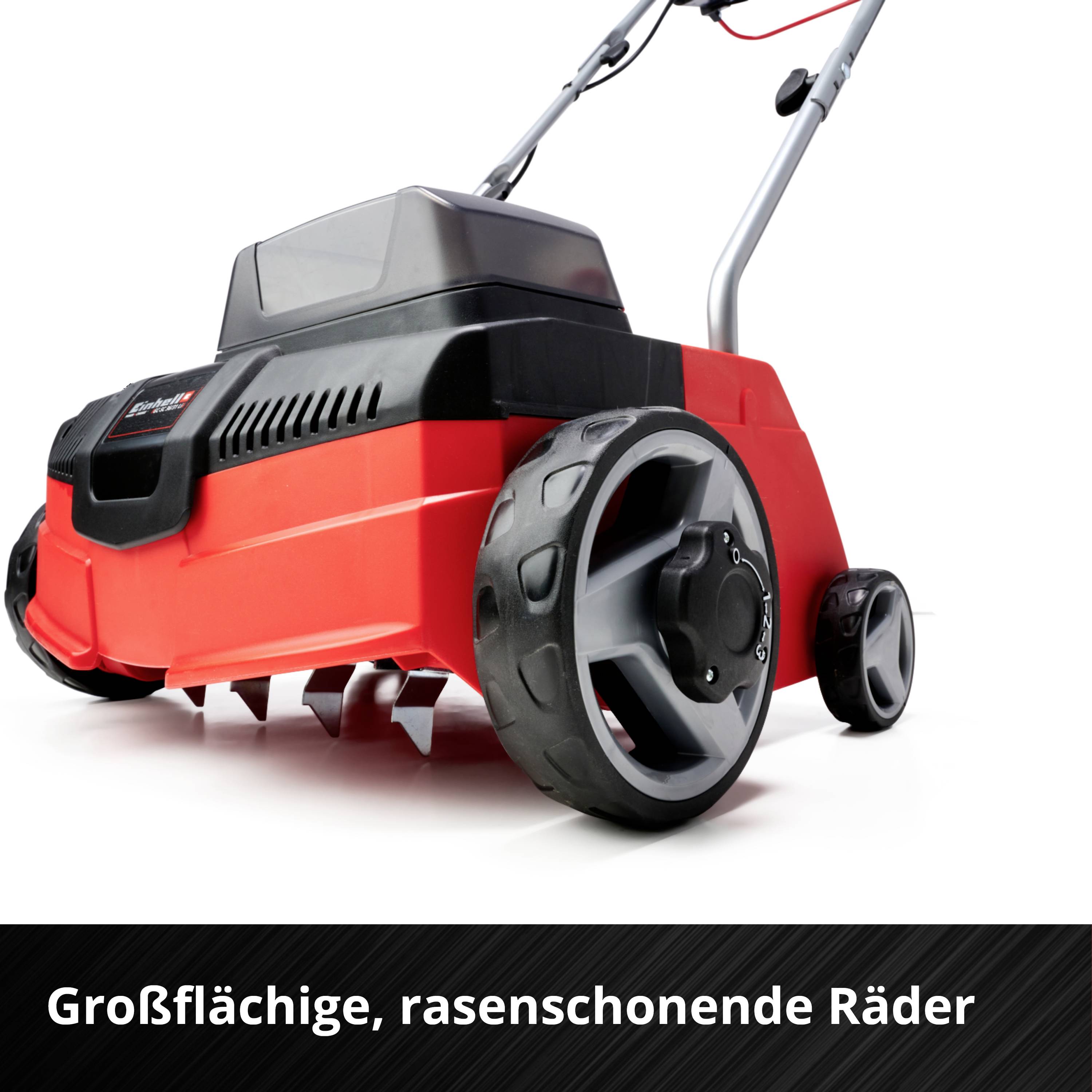 Einhell GC-SC 36/31 Li – Solo Power X-Change Li-Ion Akku Vertikutierer Heckauswurf, Höhenverstellbarer Griff mit Klappfunktion