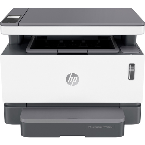 HP Neverstop Laser MFP 1202nw Schwarzweiß Laser Multifunktionsdrucker A4 Drucker, Scanner, Kopierer Toner-Nachfüllsystem, LAN, WLAN