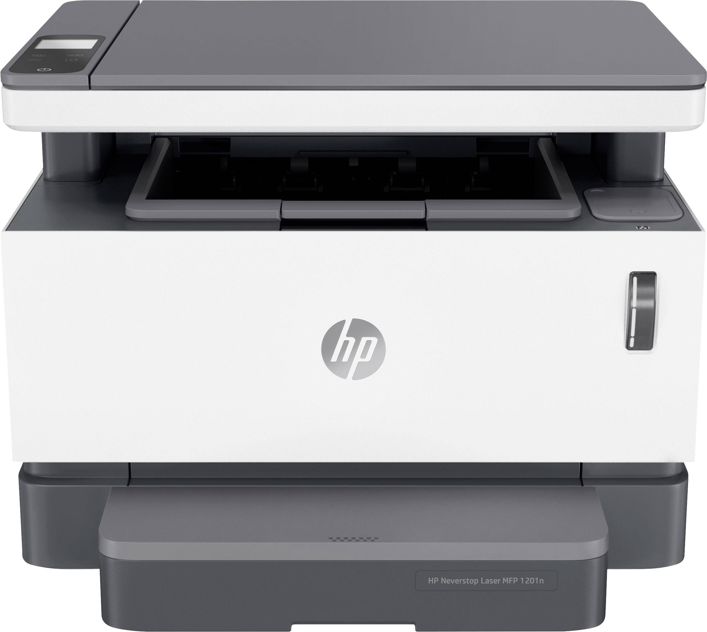 HP Neverstop Laser MFP 1201n Schwarzweiß Laser Multifunktionsdrucker A4 Drucker, Scanner, Kopierer Toner-Nachfüllsystem, LAN