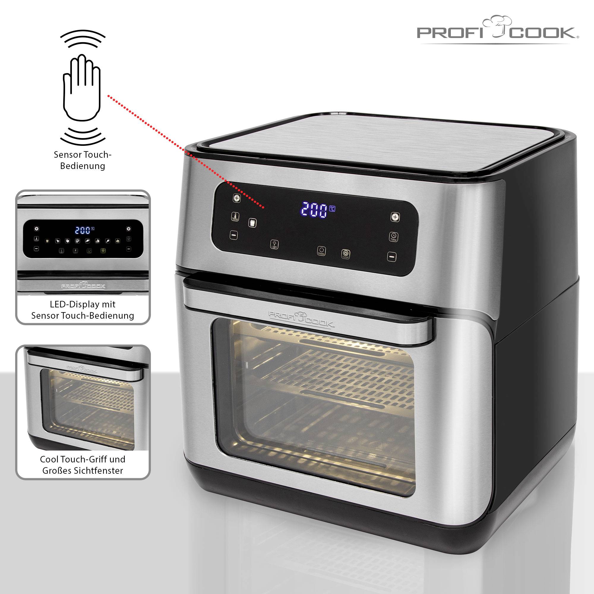 Profi Cook PC-FR 1200 H Heißluft-Fritteuse 11l 1500W Schwarz/Edelstahl