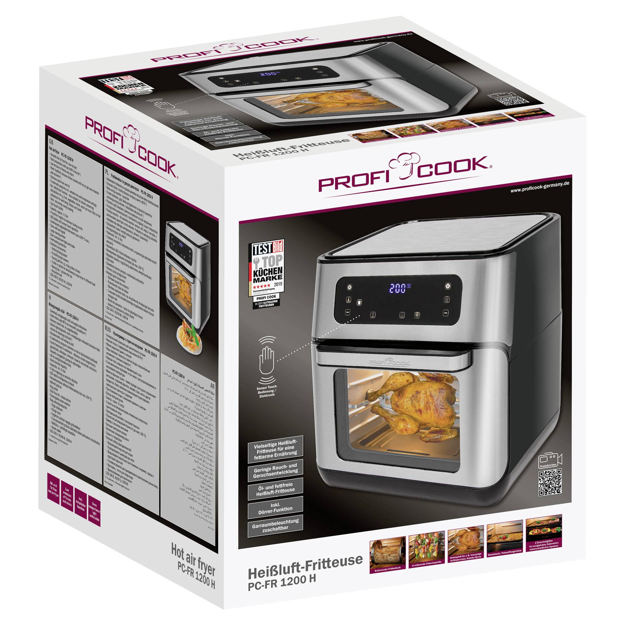 Profi Cook PC-FR 1200 H Heißluft-Fritteuse 11l 1500W Schwarz/Edelstahl