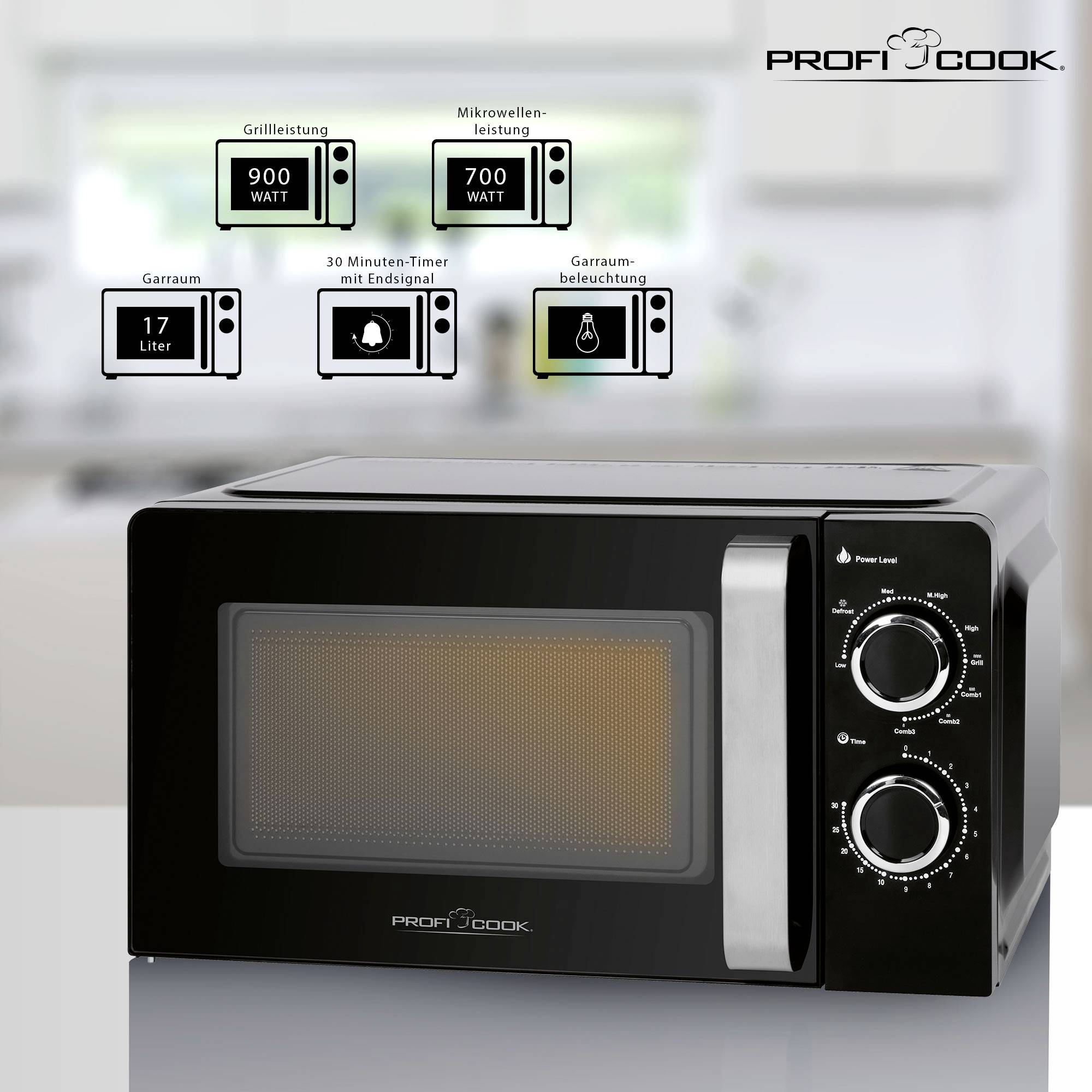 Profi Cook PC-MWG 1208 Mikrowelle Schwarz 700 W