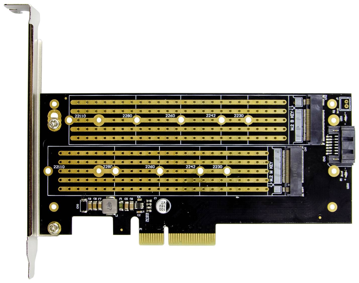 Digitus DS-33172 2+1 Port M.2 Controller PCIe x4 Passend für (SSD): 2230, 2242, 2260, 2280, 22110 inkl. Low-Profile Slotblech