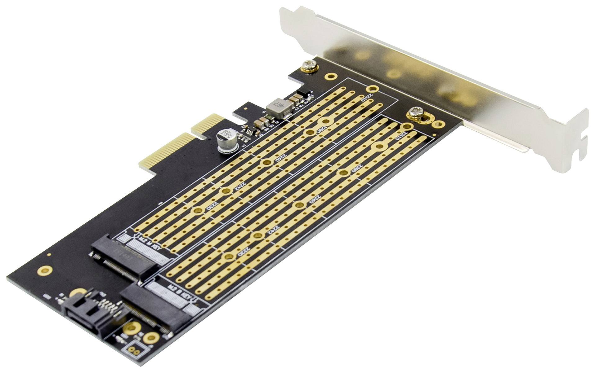 Digitus DS-33172 2+1 Port M.2 Controller PCIe x4 Passend für (SSD): 2230, 2242, 2260, 2280, 22110 inkl. Low-Profile Slotblech