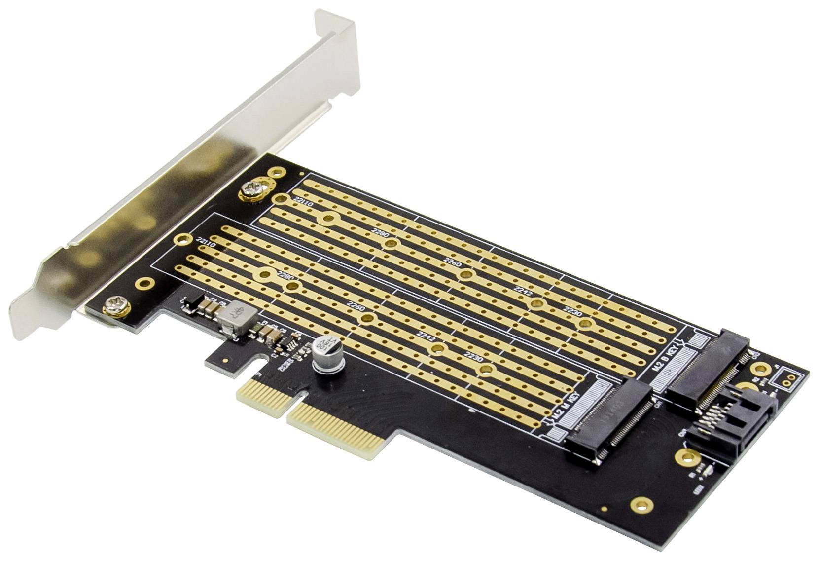 Digitus DS-33172 2+1 Port M.2 Controller PCIe x4 Passend für (SSD): 2230, 2242, 2260, 2280, 22110 inkl. Low-Profile Slotblech