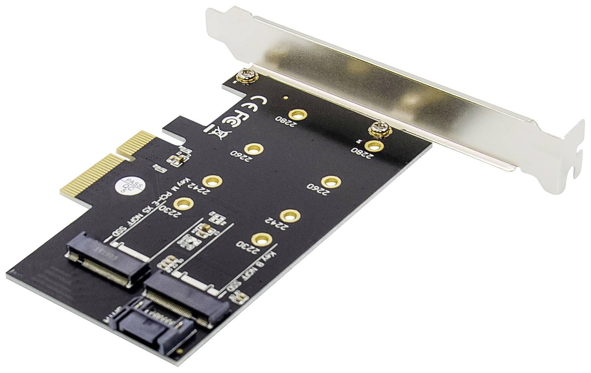 Digitus DS-33170 2+1 Port M.2 Controller PCIe Passend für (SSD): 2230, 2242, 2260, 2280 inkl. Low-Profile Slotblech