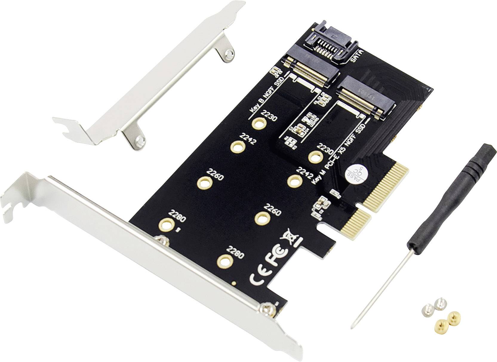 Digitus DS-33170 2+1 Port M.2 Controller PCIe Passend für (SSD): 2230, 2242, 2260, 2280 inkl. Low-Profile Slotblech